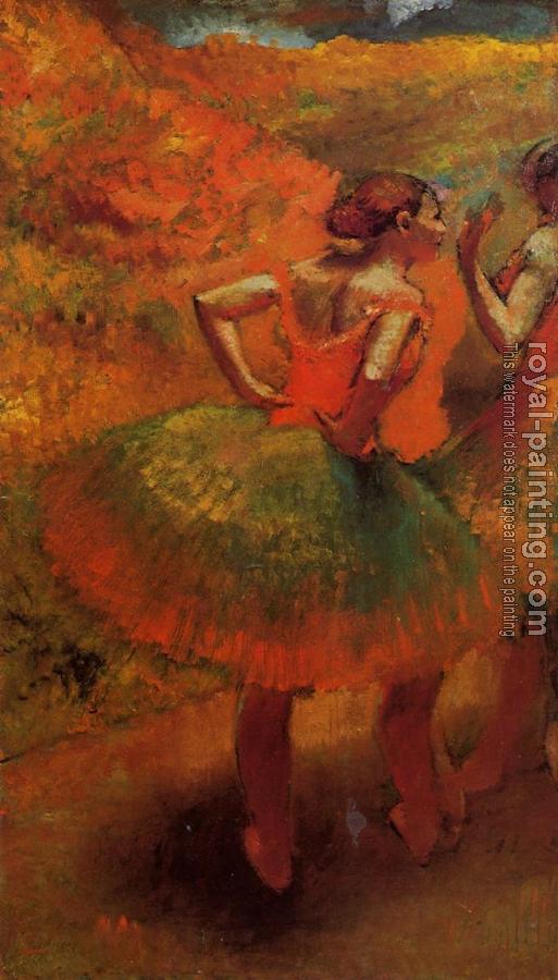 Edgar Degas : Two Dancers in Green Skirts, Landscape Scenery